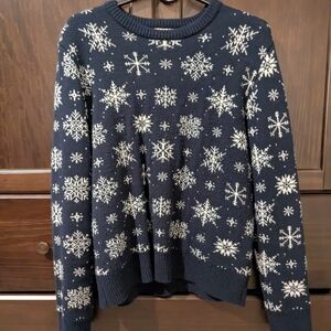 Kiel James Patrick Navy Snowflake Crew Neck Sweater